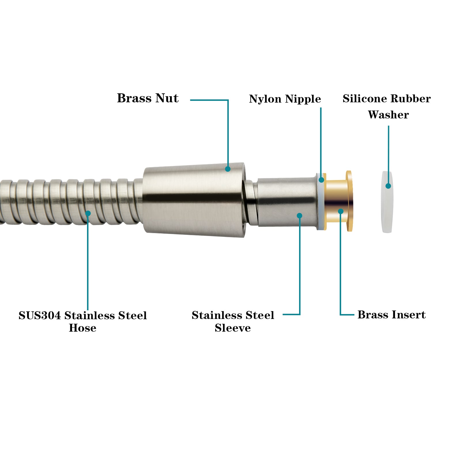 59 Inch Shower Hose For Hand Held Shower Heads-Stainless Steel Hose