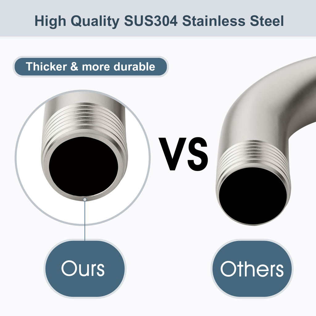 16 Inch Shower Head Extension Arm, Stainless Steel Rainfall Shower Head Pipe Arm