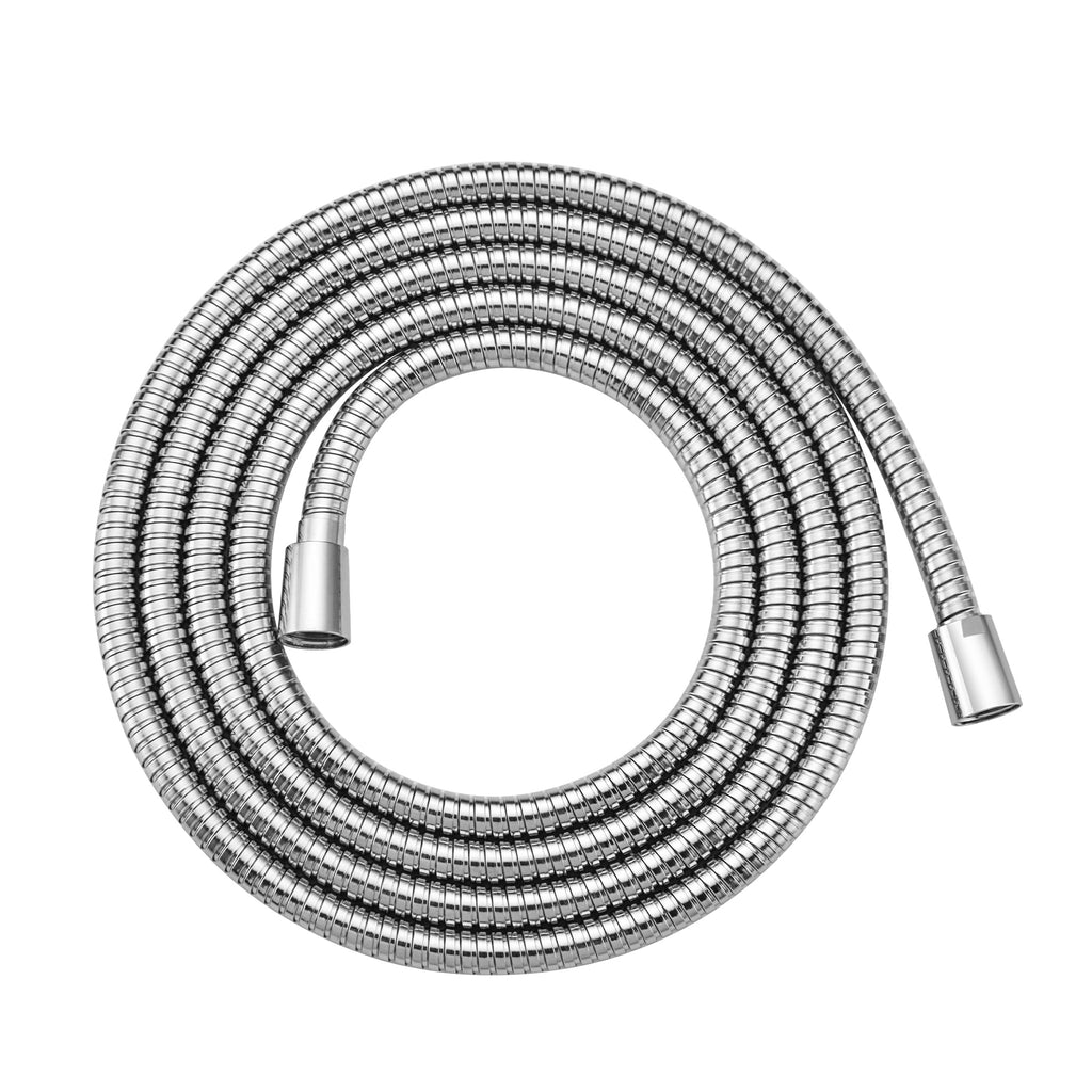 BRIGHT SHOWERS 118-Inch Extra Long Stainless Steel Shower Hose with Brass Connectors – Polished Chrome