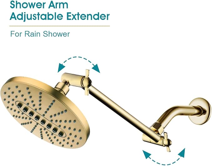 Brass Shower Head Extension Arm, Height & Angle Adjustable,10 Inch