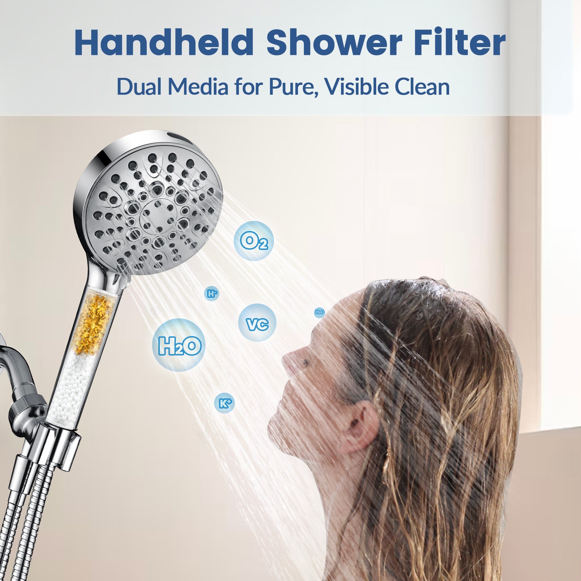 BRIGHT SHOWERS Shower Filter Replacement for Handheld Shower Head, 2 Pack Shower Filter for Hard Water