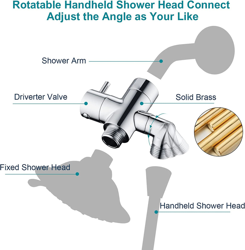 Brass Shower Arm Diverter Valve, 3-Way Shower Head Diverter Valve