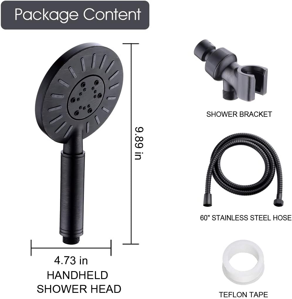 High Pressure Handheld Shower Head with Hose and Adjustable Shower Arm Mount
