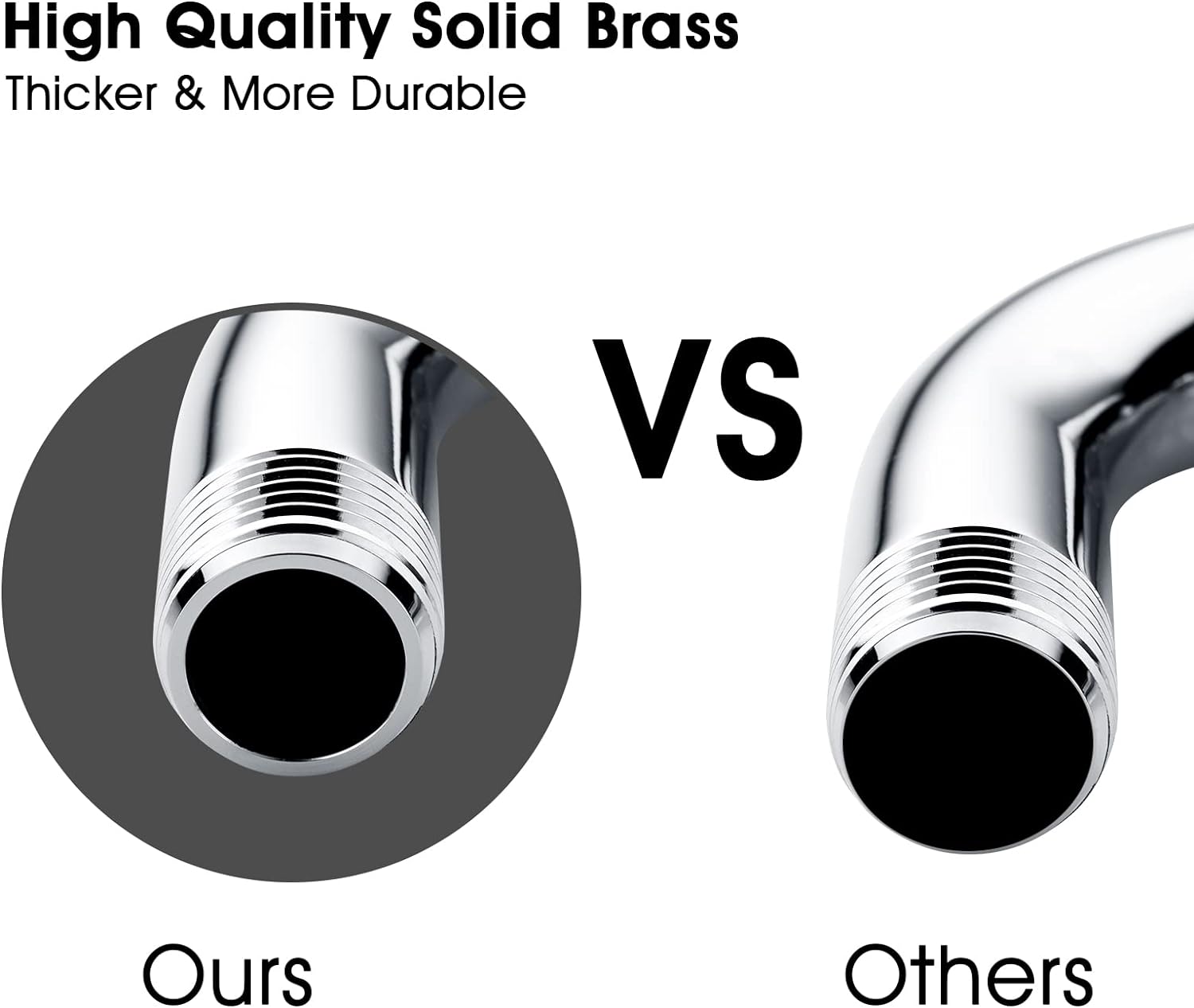 BRIGHT SHOWERS 10 Inch Solid Brass Shower Head Extension Arm, Wall Mounted Shower Pipe Arm