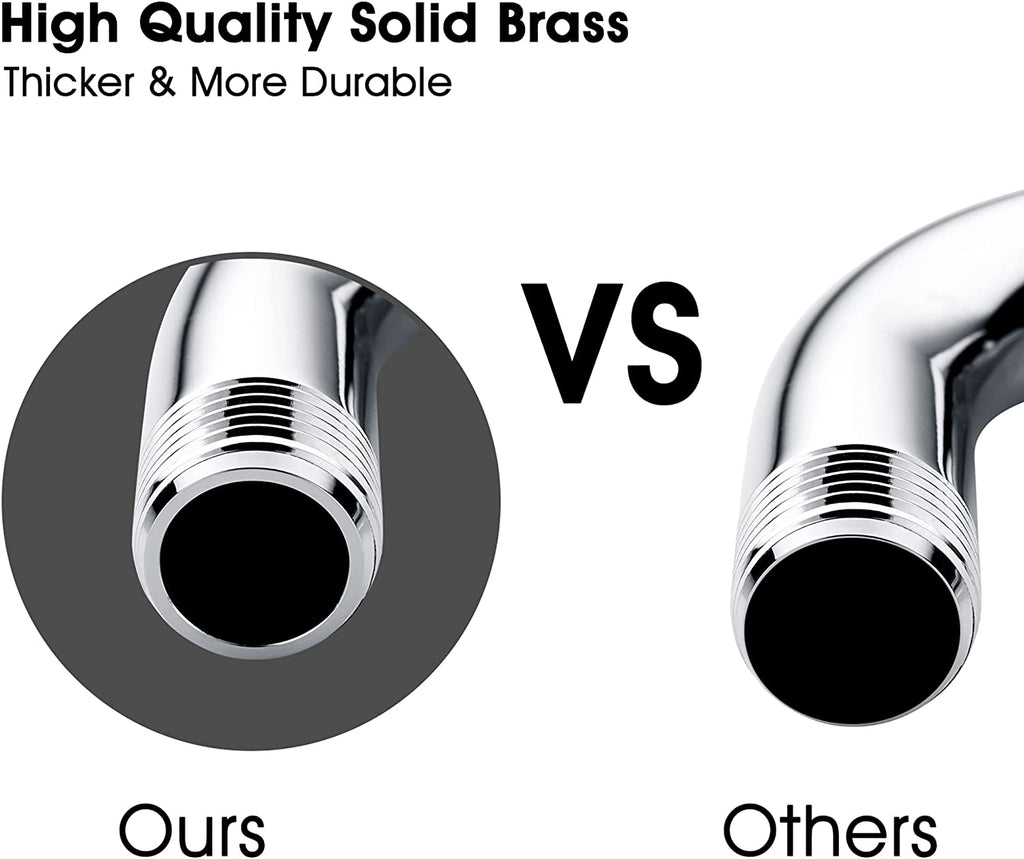 6 Inch Brass Shower Arm for Wall Mount Fixed and Handheld Shower Head, UPC:855738008794