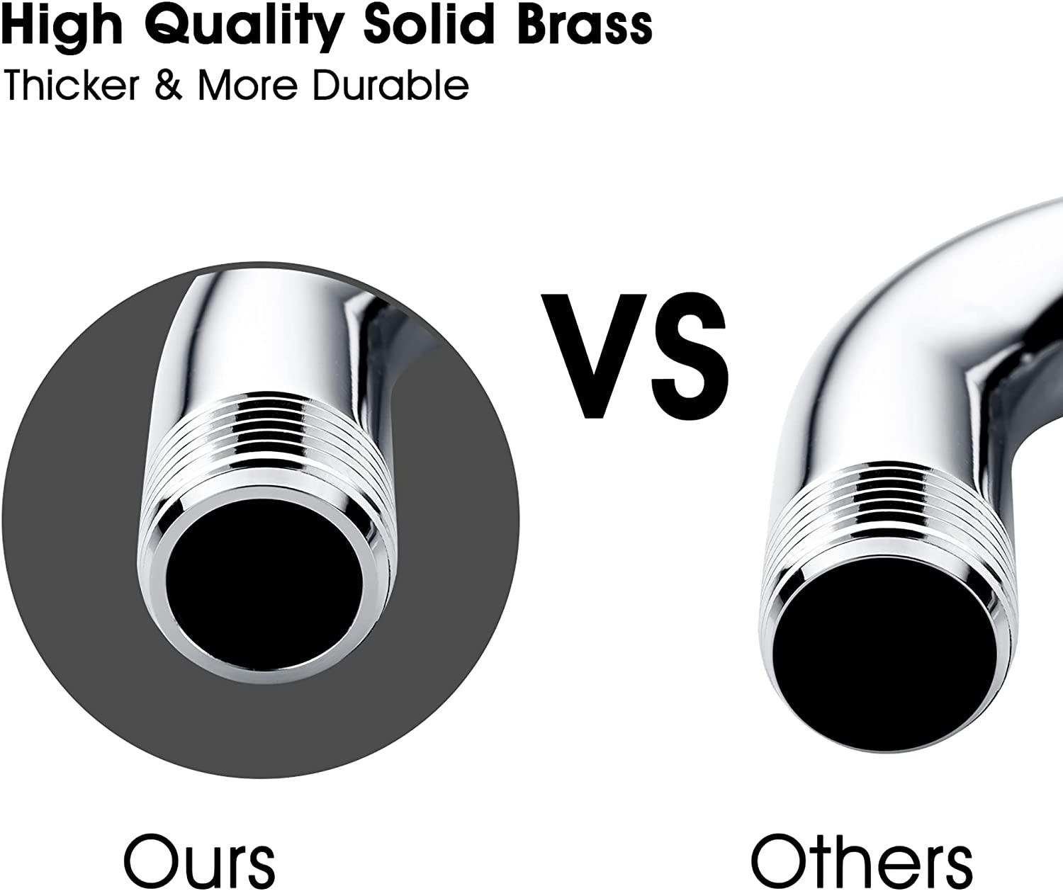 6 Inch Brass Shower Arm for Wall Mount Fixed and Handheld Shower Head, UPC:855738008794