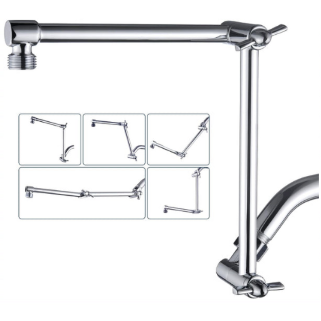 14 Inch Shower Arm Extender for Rain and Handheld Shower Head, Height & Angle Adjustable