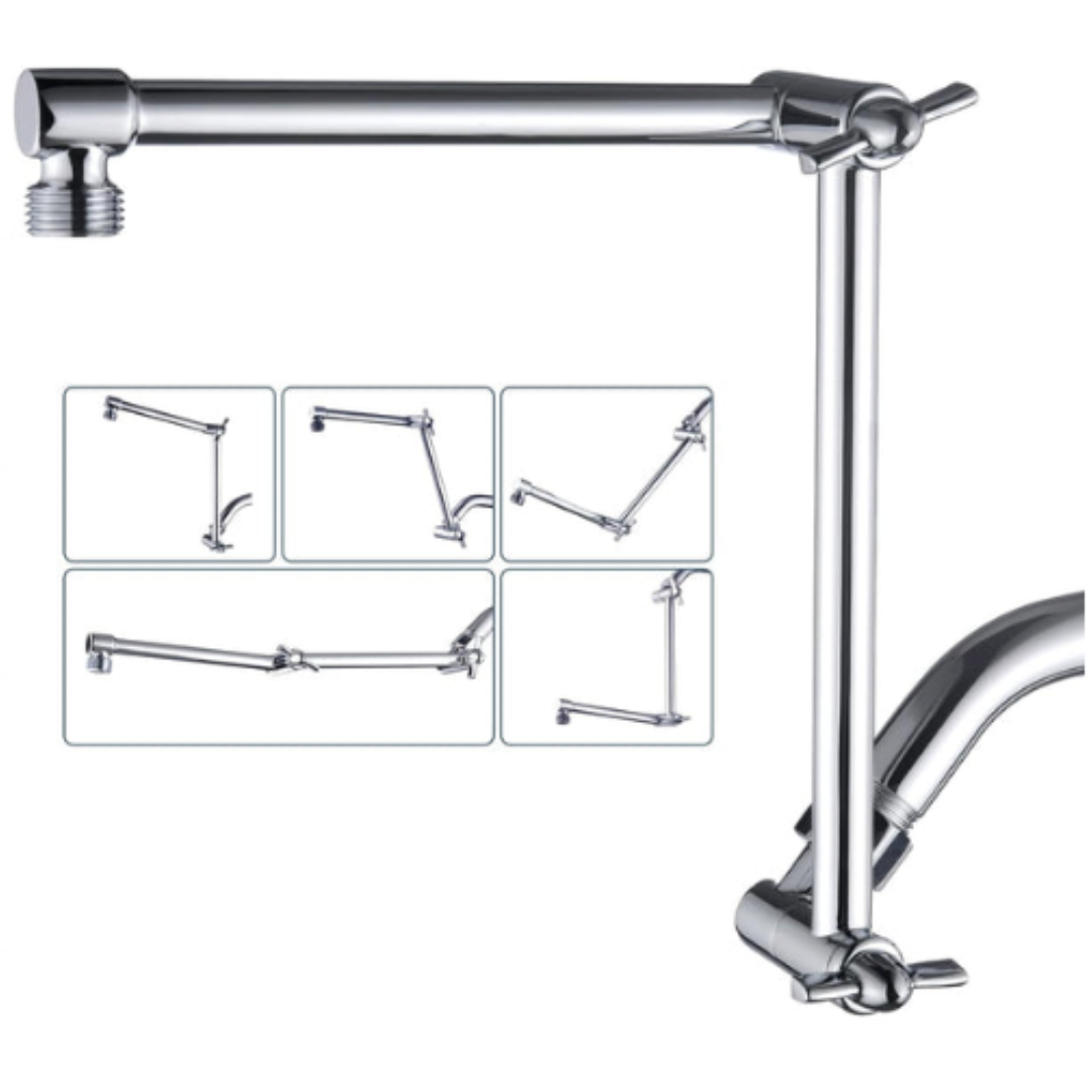 14 Inch Shower Arm Extender for Rain and Handheld Shower Head, Height & Angle Adjustable