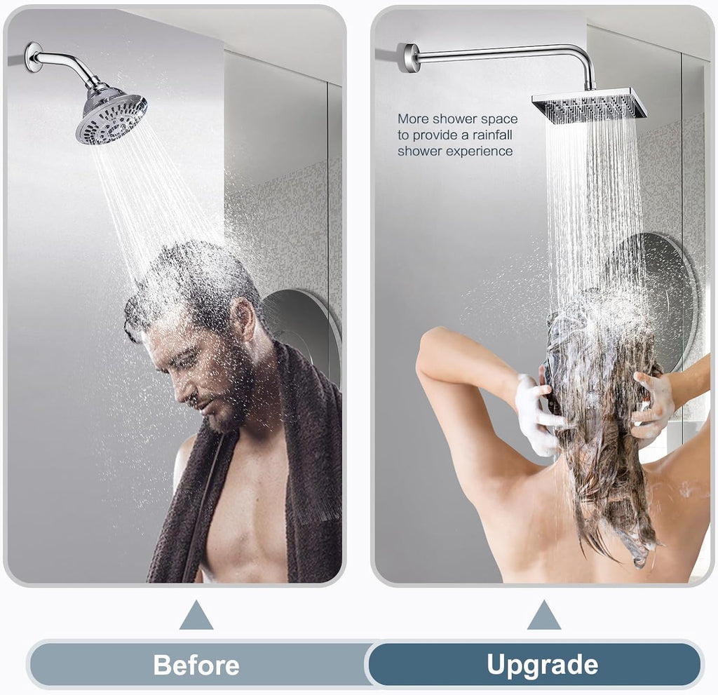 16 Inch Shower Head Extension Arm, Stainless Steel Rainfall Shower Head Pipe Arm