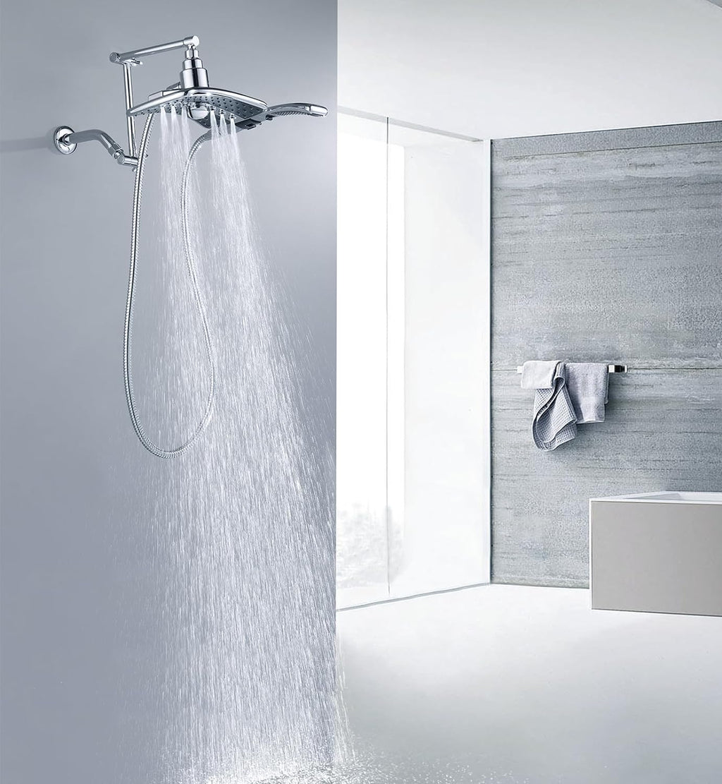 14 Inch Shower Arm Extender for Rain and Handheld Shower Head, Height & Angle Adjustable