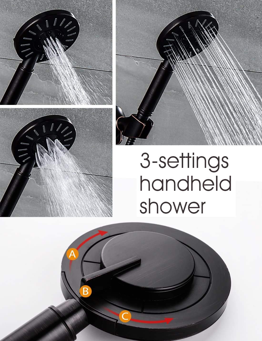 High Pressure Handheld Shower Head with Hose and Adjustable Shower Arm Mount