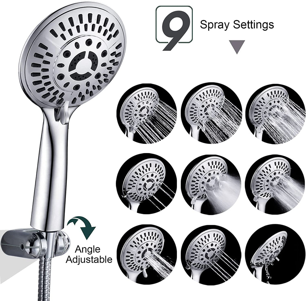 Bright Showers 9-Spray Shower Faucet Set -Shower Head with High Rise Arm, Handheld Head with Valve and Trim Kit