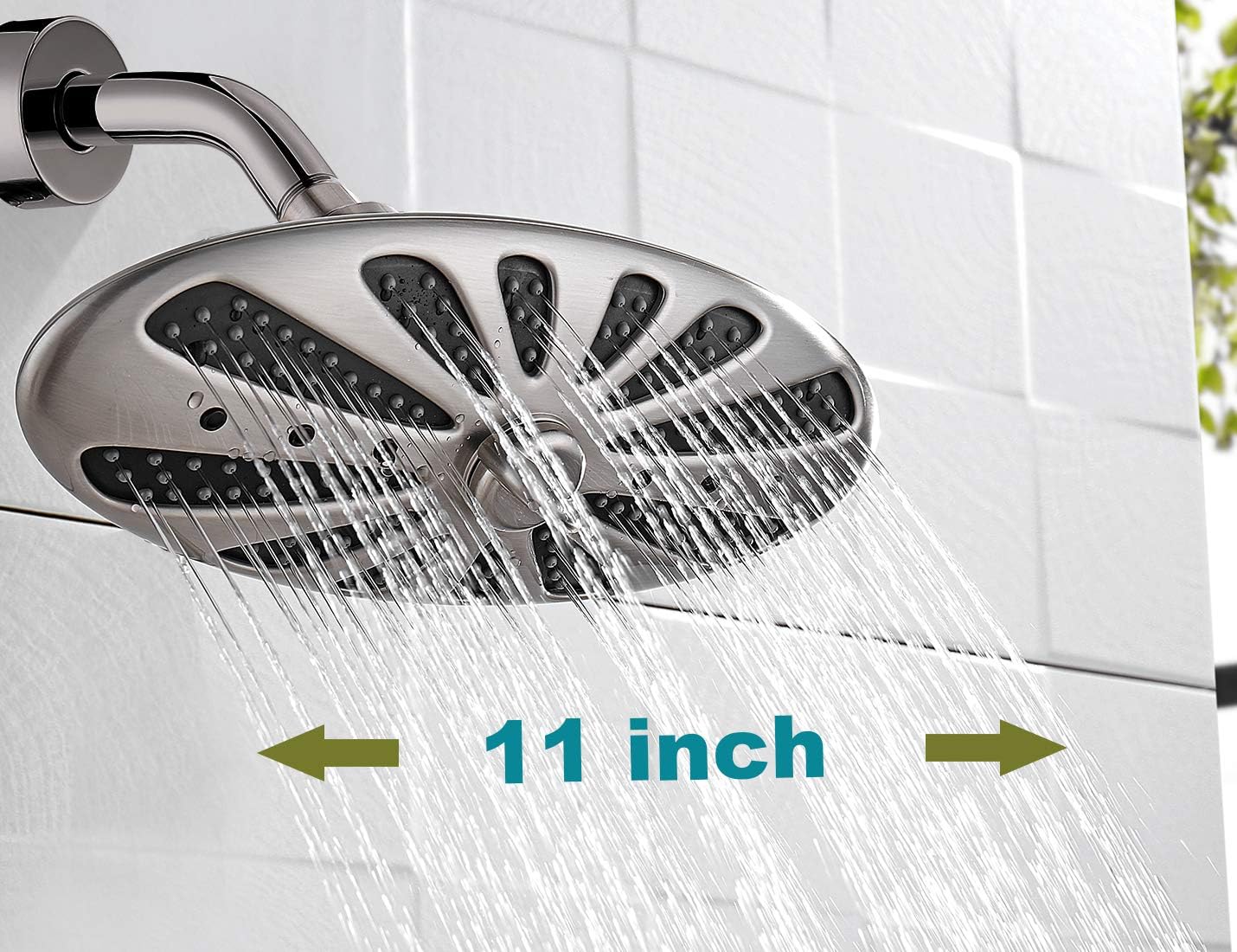 Rain Shower Head with Adjustable Brass Swivel Ball Joint, 2-Spray