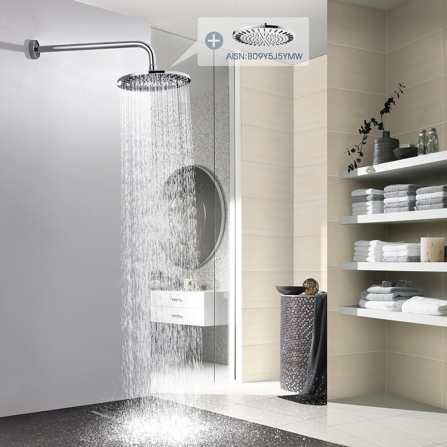16 Inch Shower Head Extension Arm, Stainless Steel Rainfall Shower Head Pipe Arm