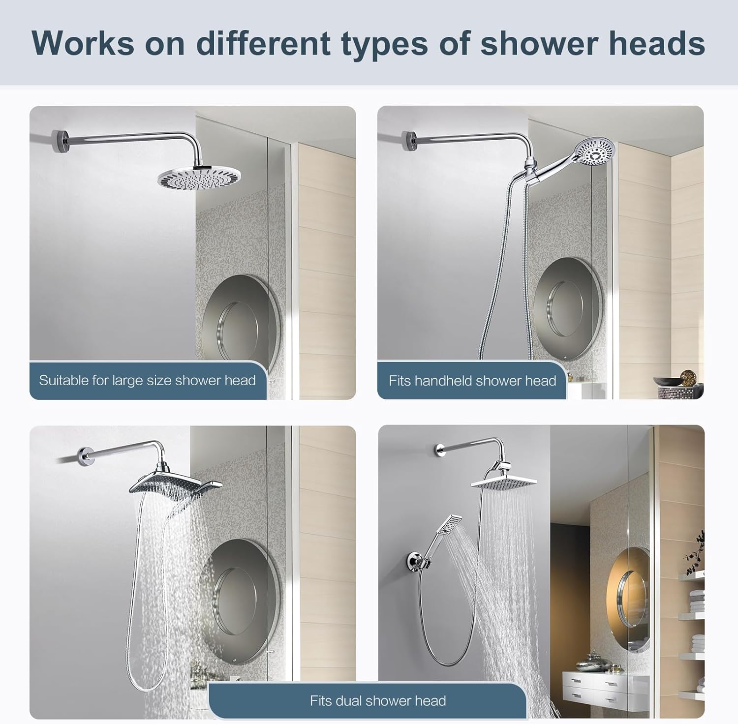 16 Inch Shower Head Extension Arm, Stainless Steel Rainfall Shower Head Pipe Arm
