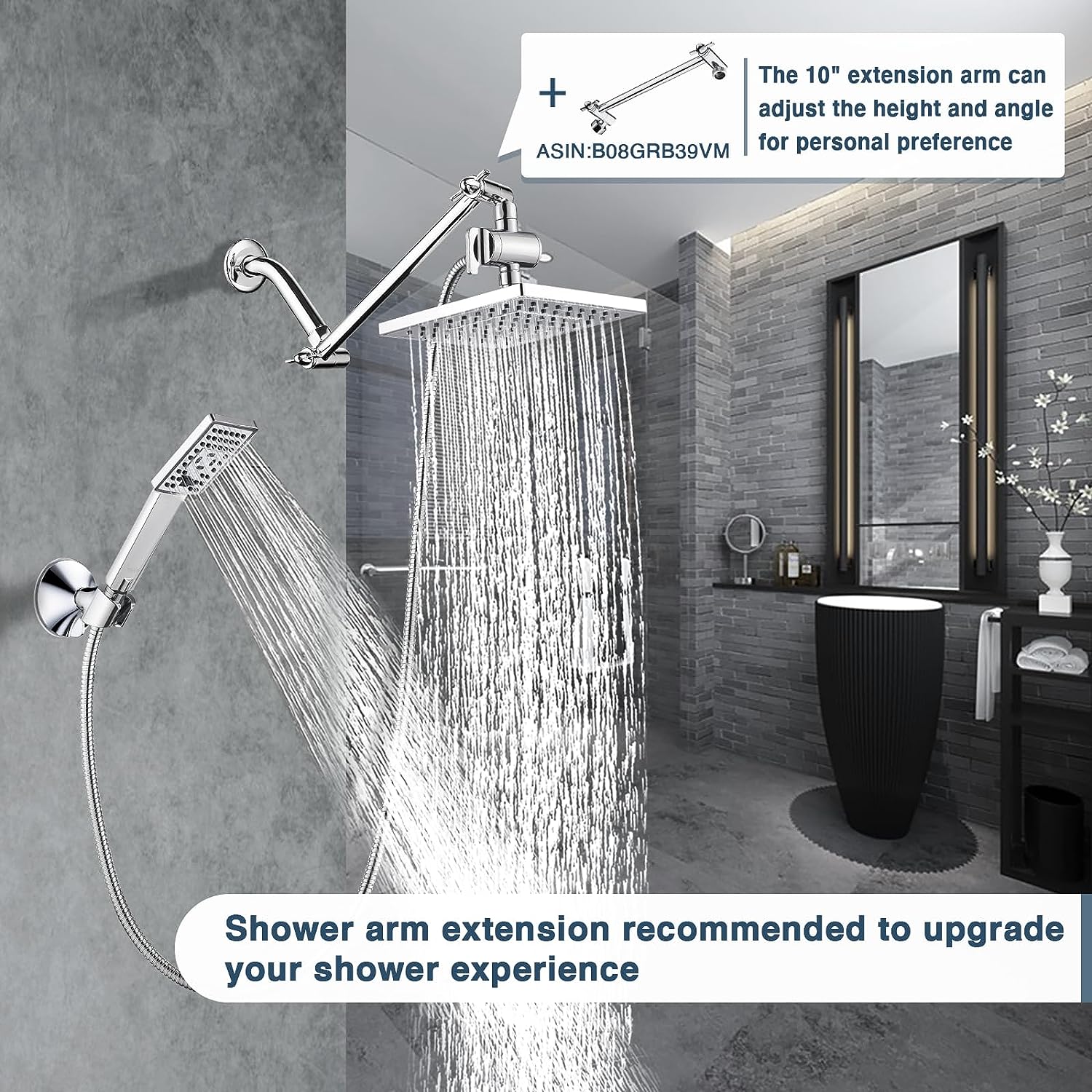 Dual Shower Head-Rain Shower Head with Handheld Shower Set, Diverter