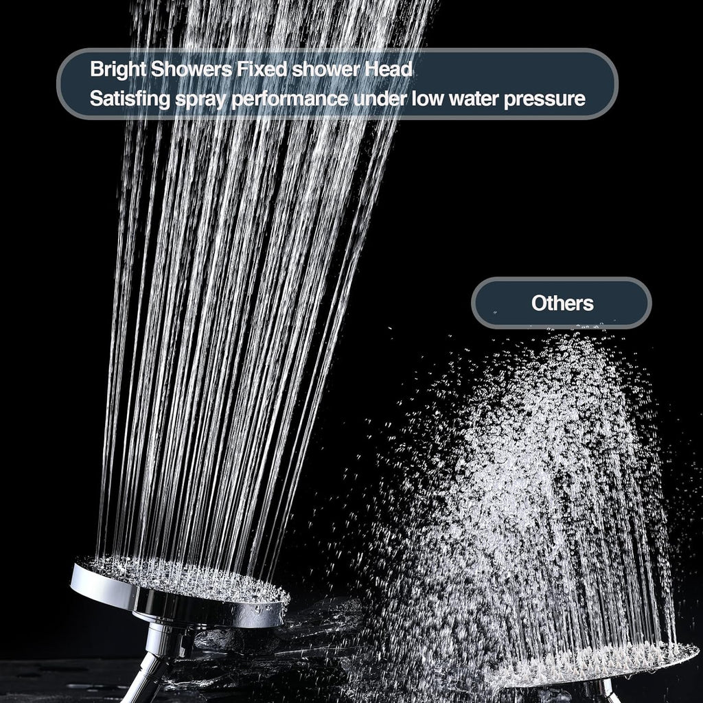 High Pressure 6 Inch Rainfall Shower Head with 2 Spray Settings, Adjustable Angle