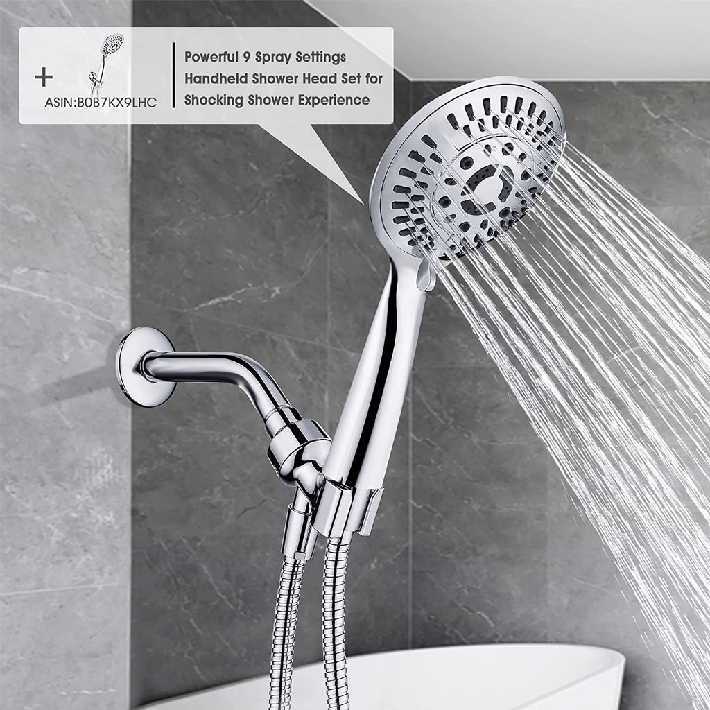 6 Inch Brass Shower Arm for Wall Mount Fixed and Handheld Shower Head, UPC:855738008794