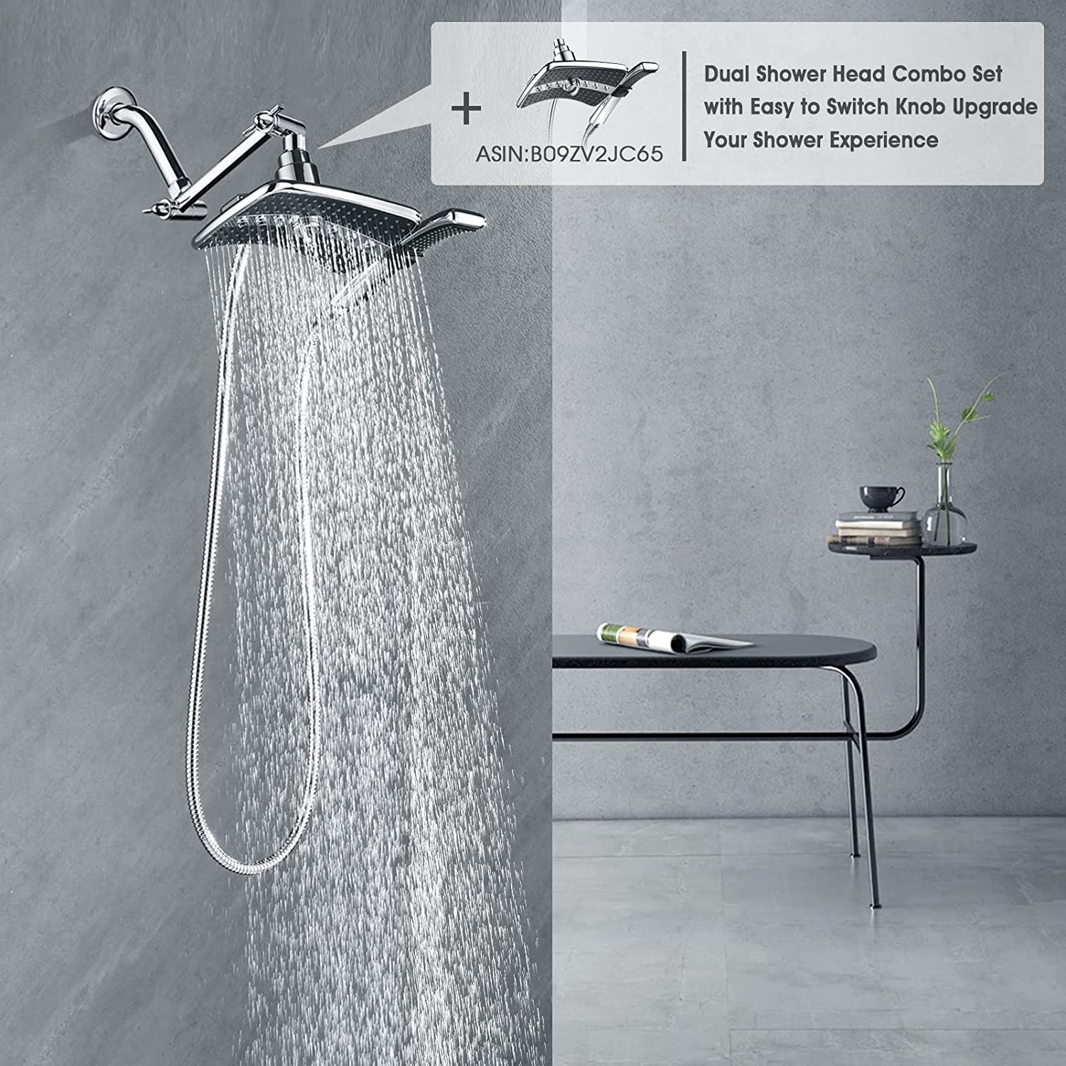 5 Inch Solid Brass Shower Arm Extender, Height & Angle Adjustable