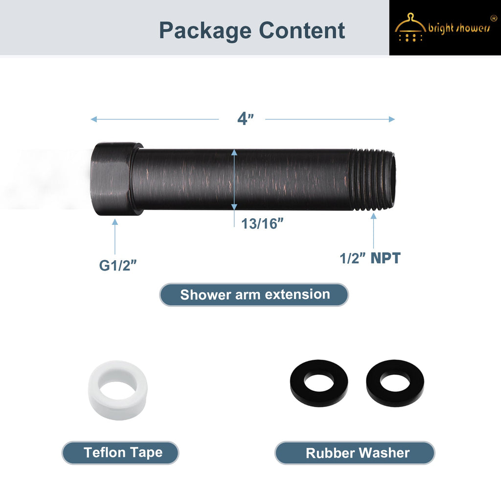 Shower extention pipe for Rain and Handheld Shower Head, 4 & 6 Inch