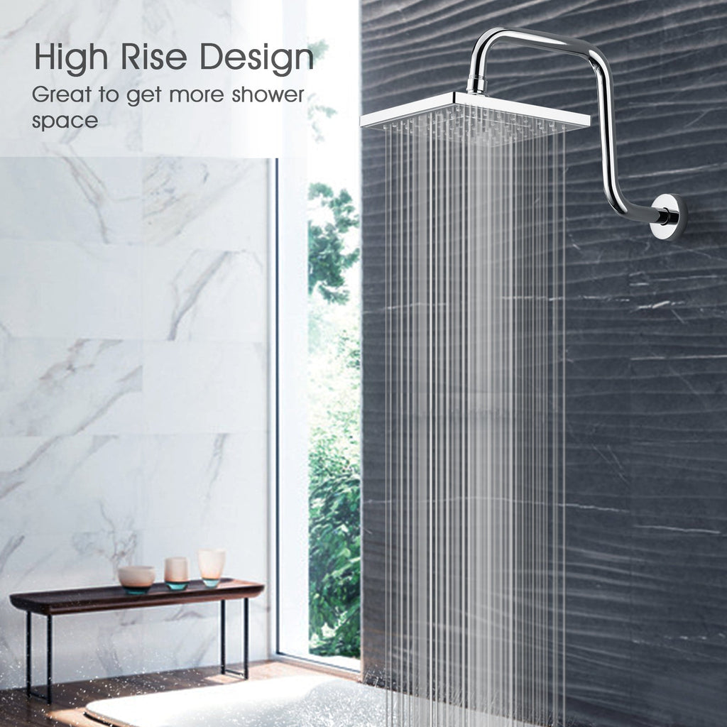 Bright Showers Shower Head Extension Arm with Flange S Shaped High Rise Extender,13 Inch