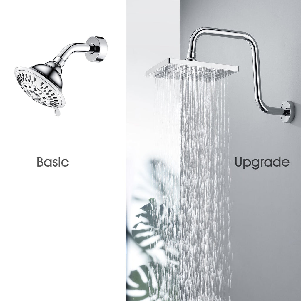 Bright Showers Shower Head Extension Arm with Flange S Shaped High Rise Extender,13 Inch