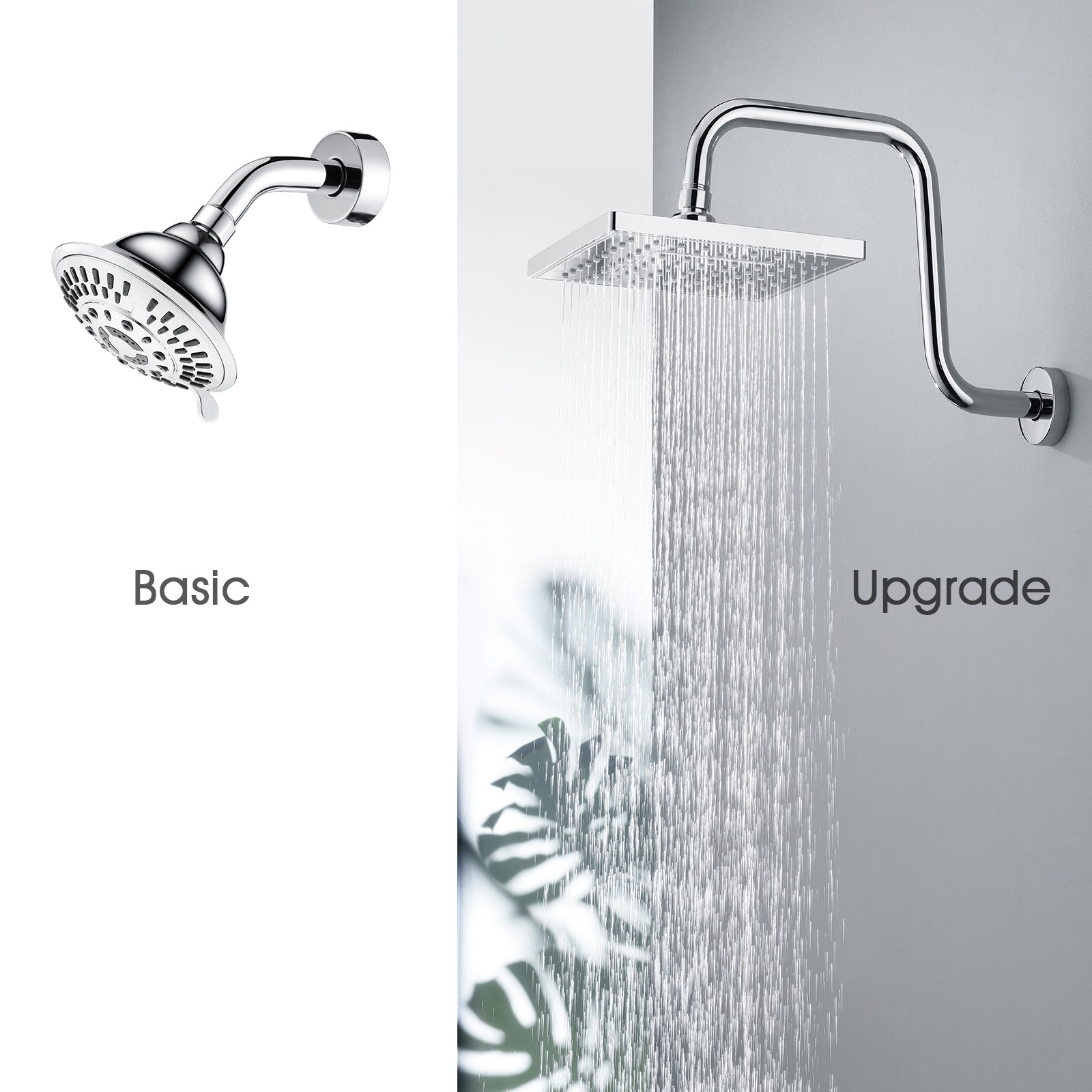 Bright Showers Shower Head Extension Arm with Flange S Shaped High Rise Extender,13 Inch