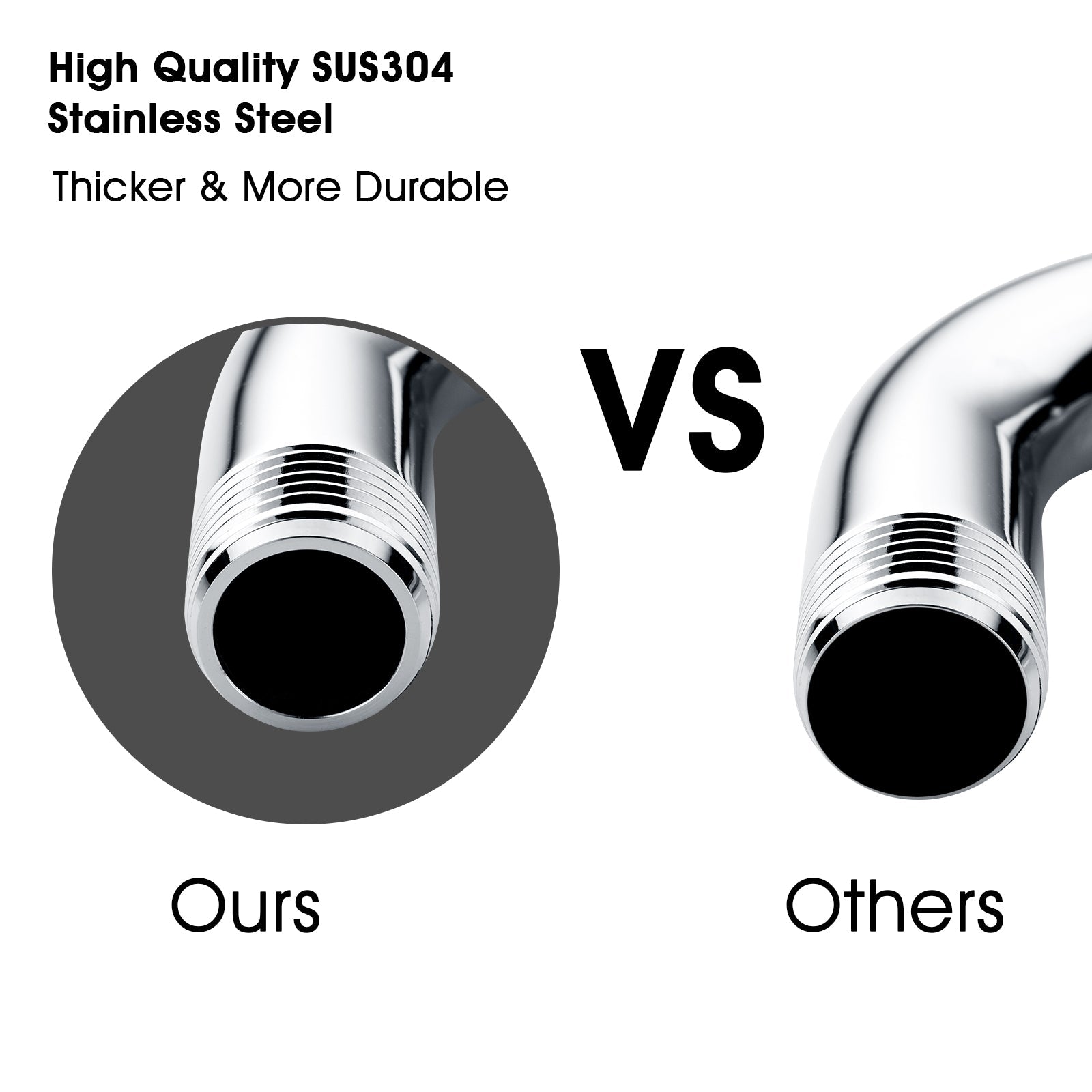 Bright Showers Shower Head Extension Arm with Flange S Shaped High Rise Extender,13 Inch
