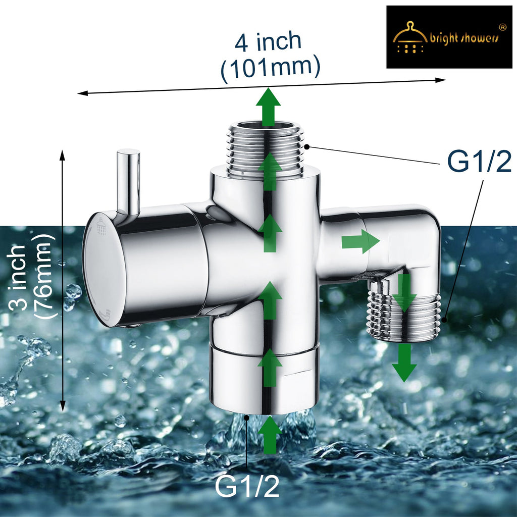Brass Shower Arm Diverter Valve, 3-Way Shower Head Diverter Valve