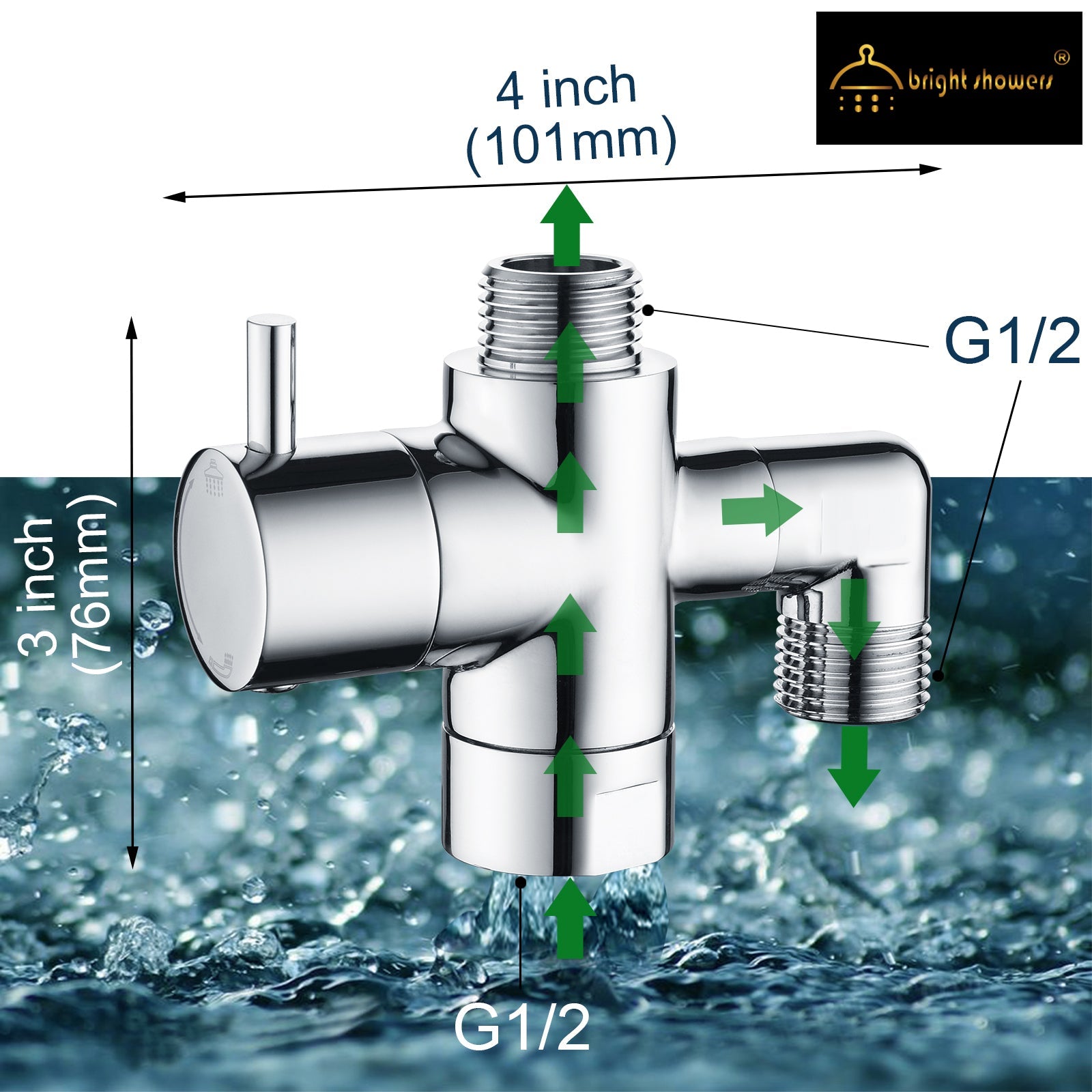 Brass Shower Arm Diverter Valve, 3-Way Shower Head Diverter Valve