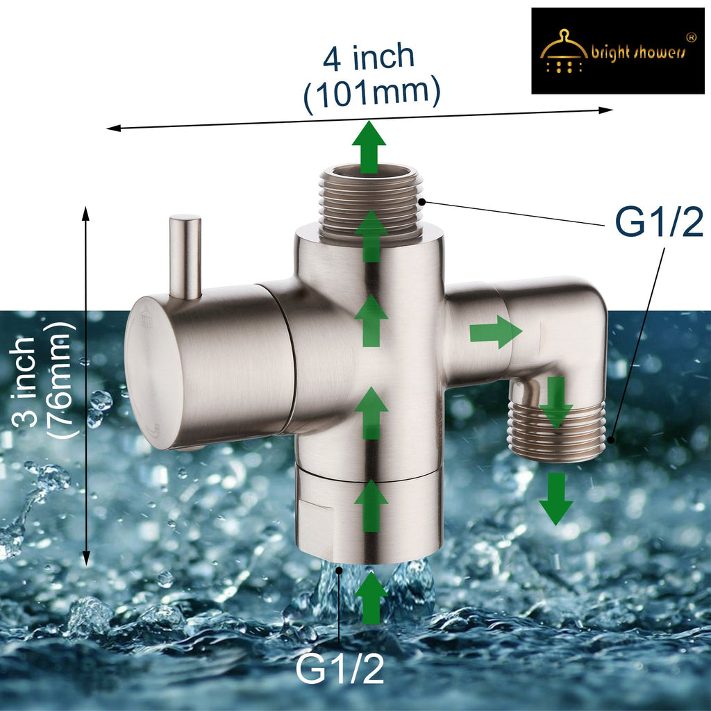 Brass Shower Arm Diverter Valve, 3-Way Shower Head Diverter Valve