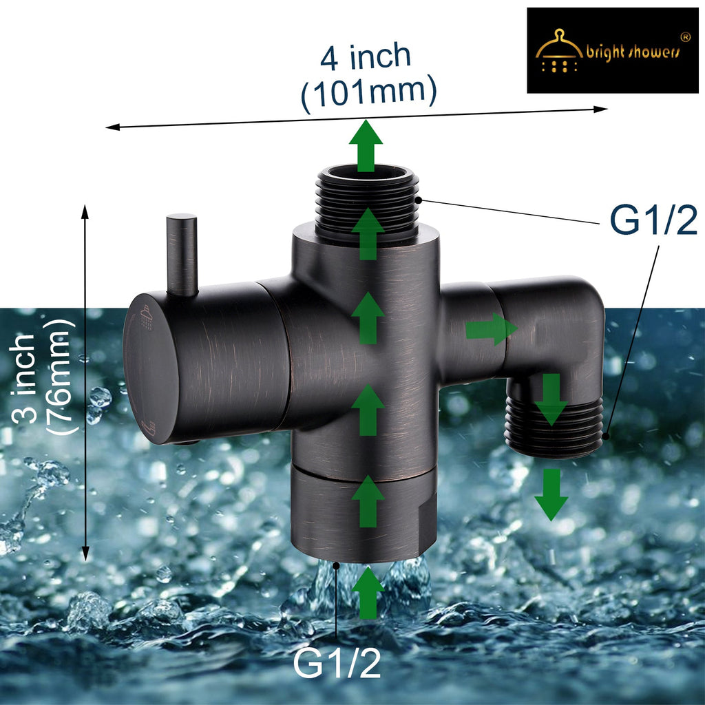 Brass Shower Arm Diverter Valve, 3-Way Shower Head Diverter Valve