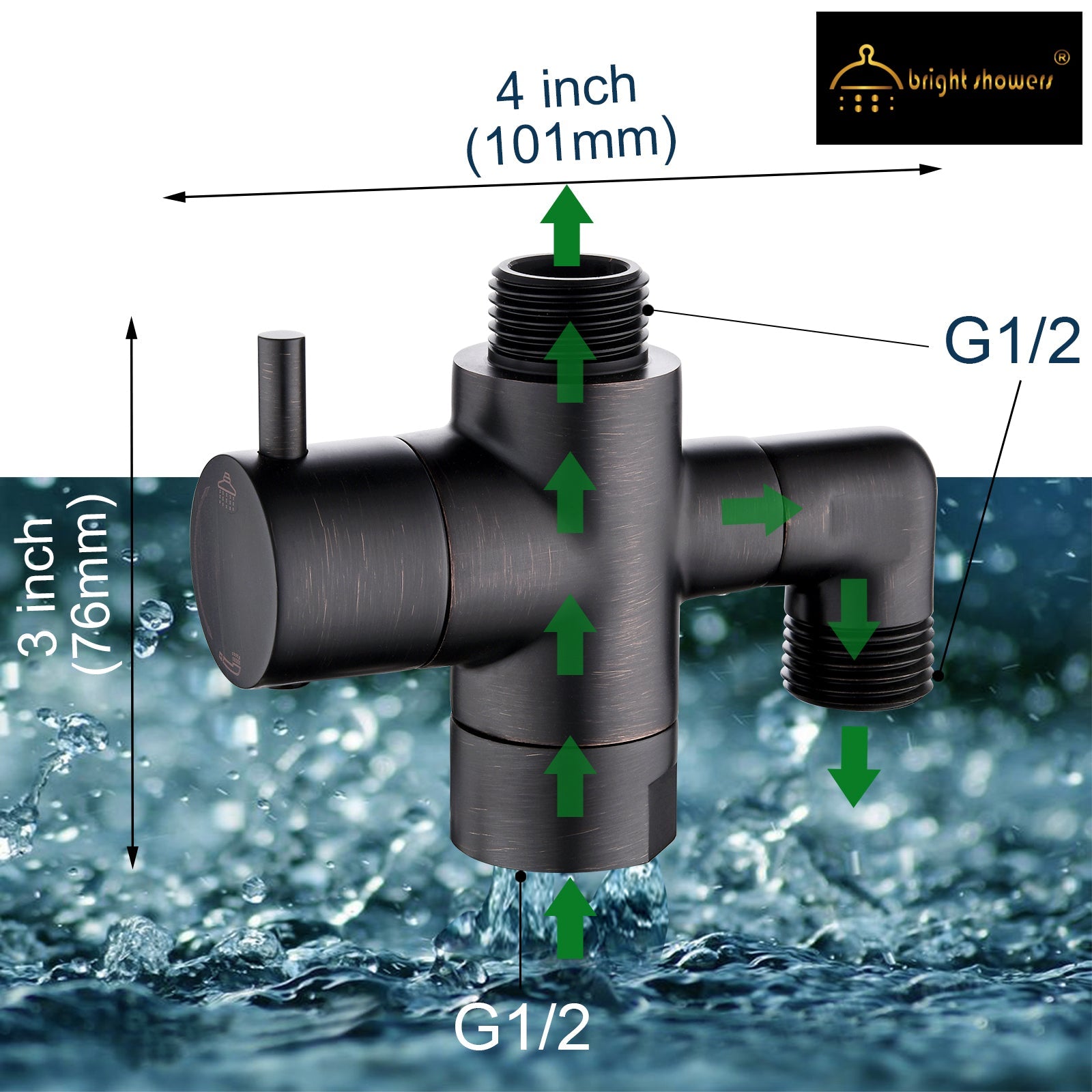 Brass Shower Arm Diverter Valve, 3-Way Shower Head Diverter Valve