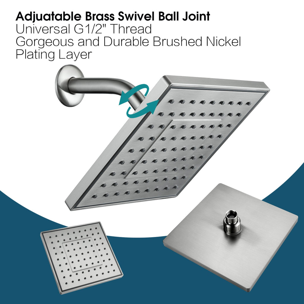 8 Inch Rainfall Shower Head with Angle Adjustable
