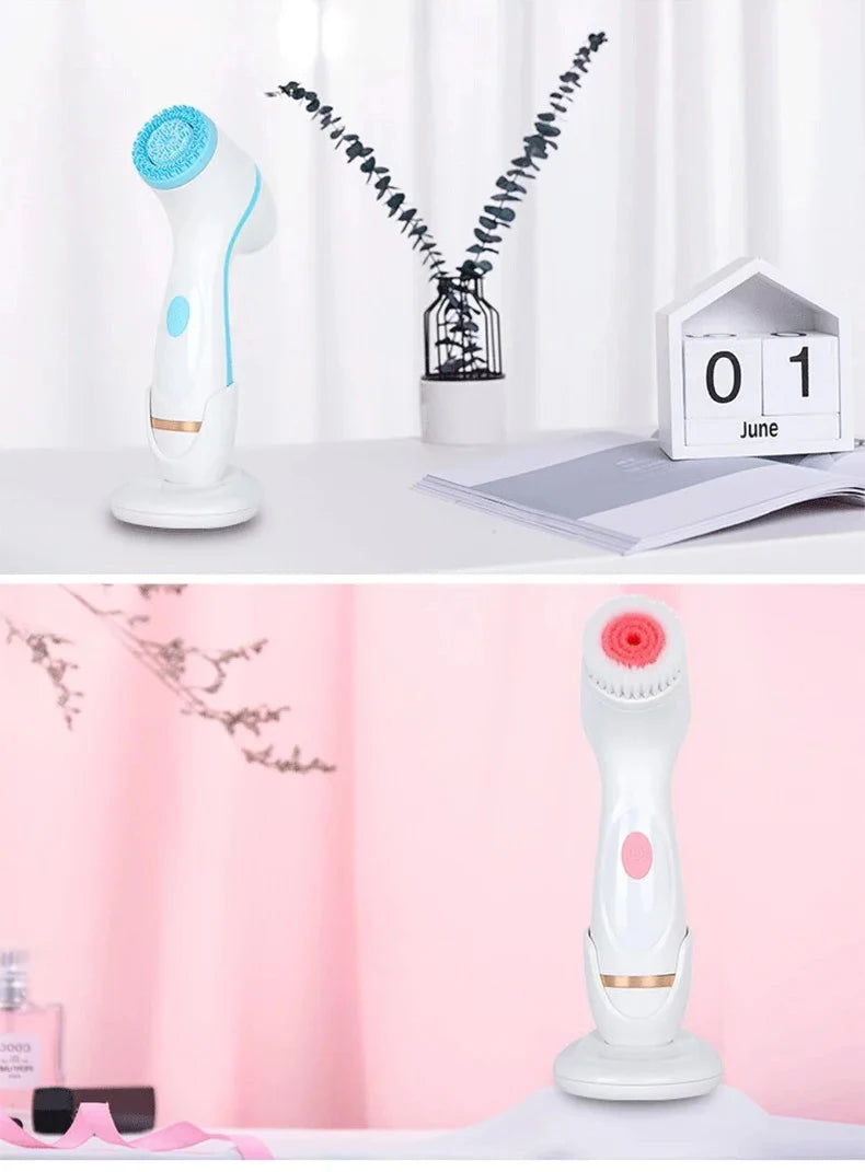3 In 1 Electric Cleansing Brush Ultrasonic Facial Cleaner Face Massagers Sonic Rotating Cleansing Brush Face Deep Cleansing Tool