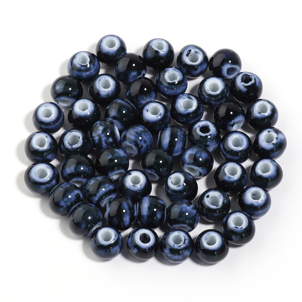 10Pcs 10mm Round Ceramic Beads Handmade Porcelain Beads Bracelet Ceramic Round Beads for Jewelry Making Accessories