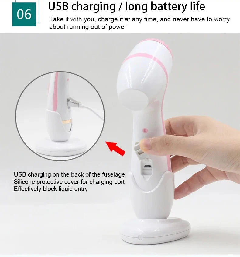 3 In 1 Electric Cleansing Brush Ultrasonic Facial Cleaner Face Massagers Sonic Rotating Cleansing Brush Face Deep Cleansing Tool
