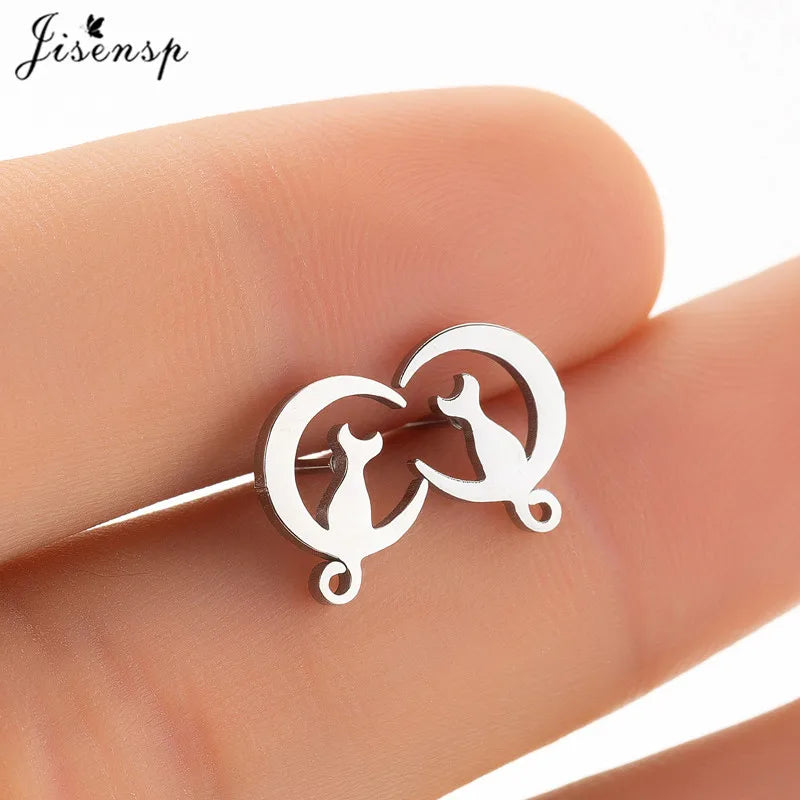Cartoon Chihuahua Dog Earrings for Women Daily Jewelry Small Stainless Steel Cat Paw Stud Earrings Love My Pet Jewelry Gifts