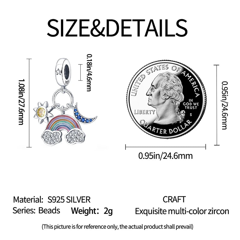 PANPOKI 925 Sterling Silver Dreamy Universe Star Original Pendants Bracelet Charms Jewelry Party Beads DIY Trendy Gifts