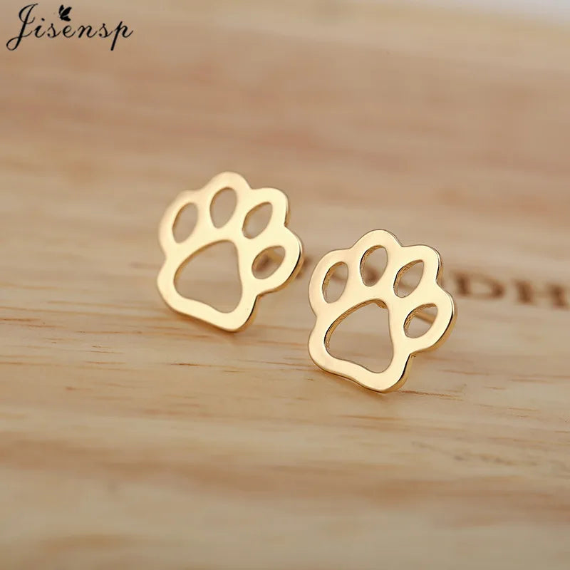 Cartoon Chihuahua Dog Earrings for Women Daily Jewelry Small Stainless Steel Cat Paw Stud Earrings Love My Pet Jewelry Gifts