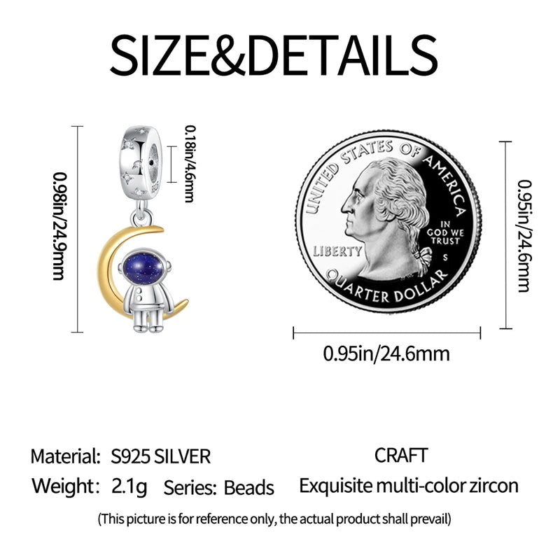 PANPOKI 925 Sterling Silver Dreamy Universe Star Original Pendants Bracelet Charms Jewelry Party Beads DIY Trendy Gifts
