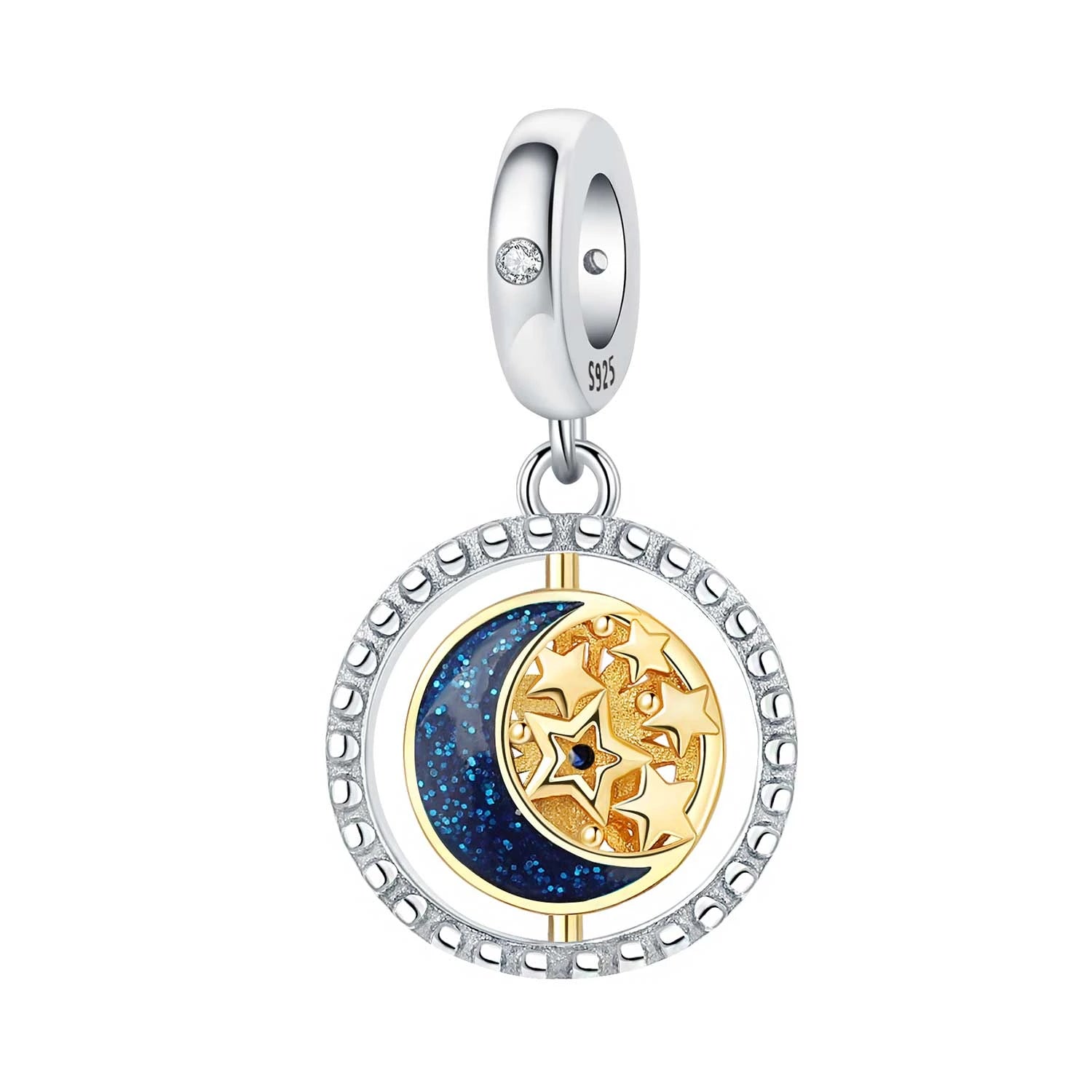 PANPOKI 925 Sterling Silver Dreamy Universe Star Original Pendants Bracelet Charms Jewelry Party Beads DIY Trendy Gifts