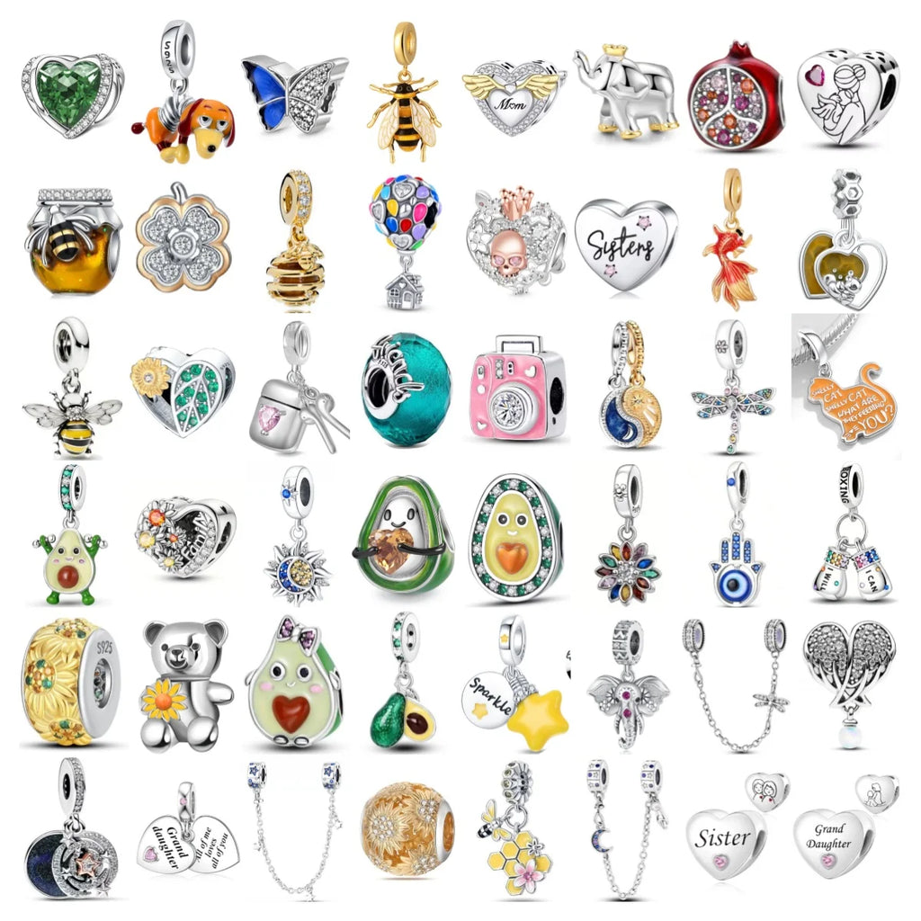 2025 European 925 Silver SisterHot Air Balloon Bee Charm Fit Original Bracelet Jewelry slinky dog Pendant Bead Ginger cat Dangle