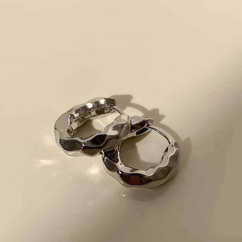 Vintage Metal Gold Color Smooth Ball Drop Earrings For Women Girl Minimalist Stainless Steel Hoop Earrings Jewelry Gifts