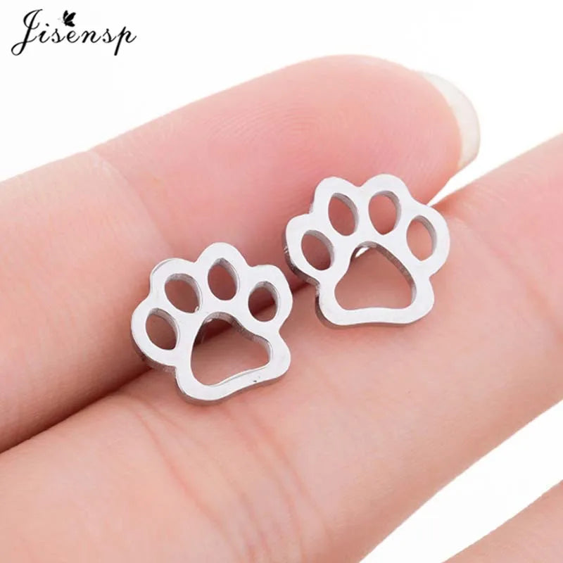 Cartoon Chihuahua Dog Earrings for Women Daily Jewelry Small Stainless Steel Cat Paw Stud Earrings Love My Pet Jewelry Gifts