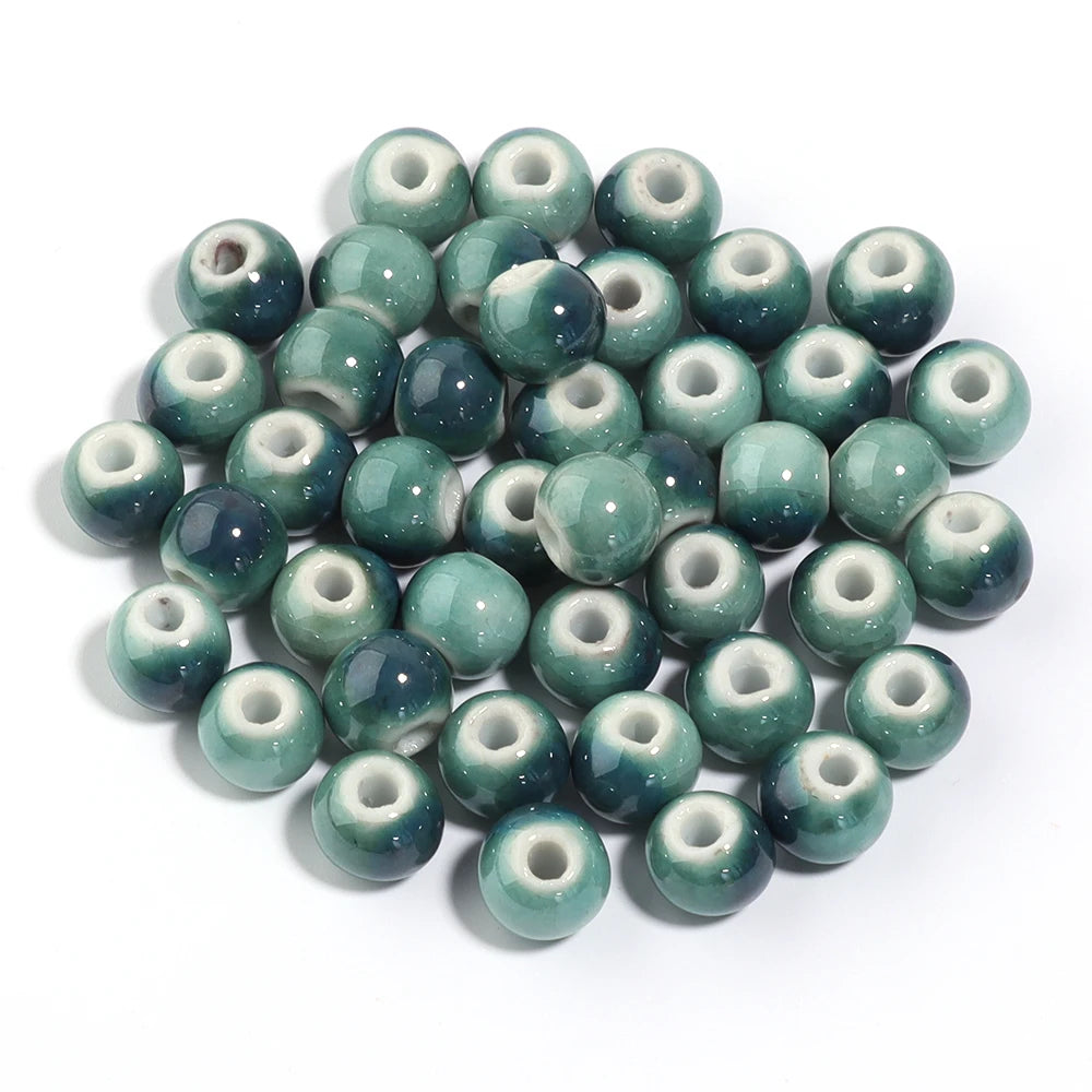 10Pcs 10mm Round Ceramic Beads Handmade Porcelain Beads Bracelet Ceramic Round Beads for Jewelry Making Accessories