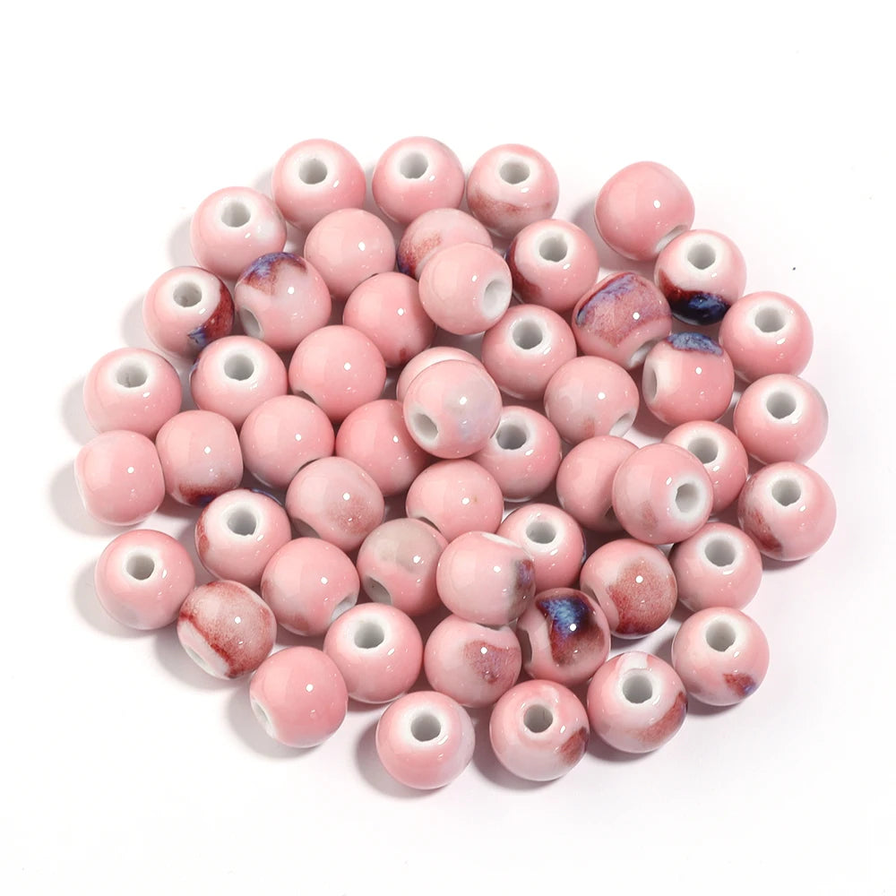 10Pcs 10mm Round Ceramic Beads Handmade Porcelain Beads Bracelet Ceramic Round Beads for Jewelry Making Accessories