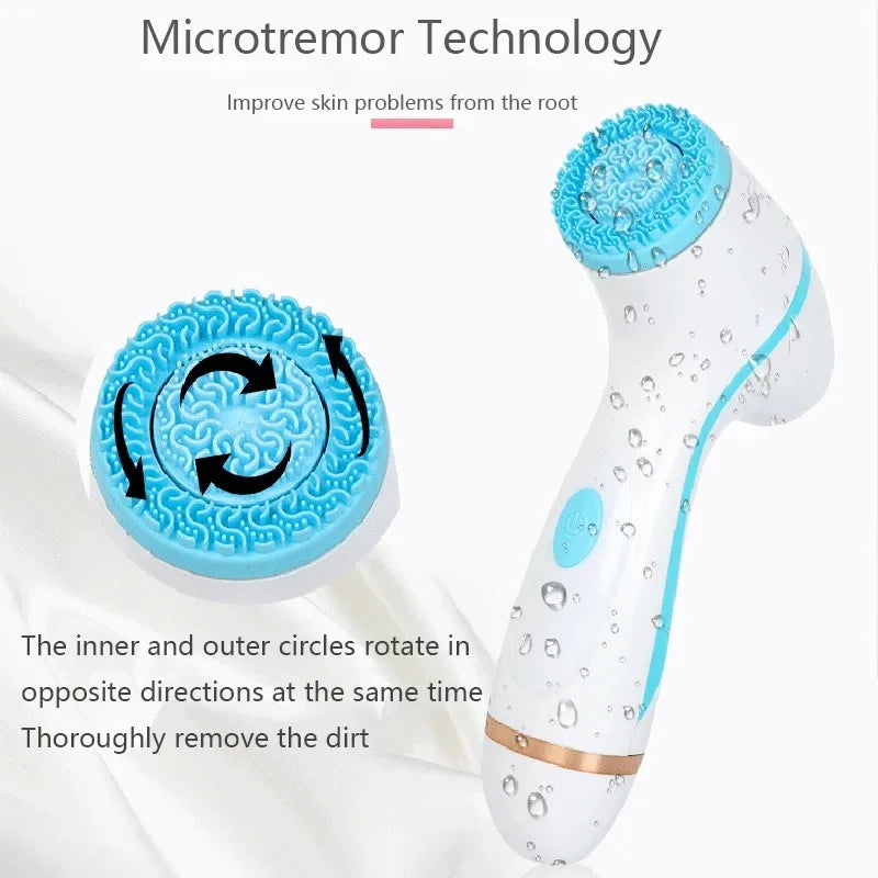 3 In 1 Electric Cleansing Brush Ultrasonic Facial Cleaner Face Massagers Sonic Rotating Cleansing Brush Face Deep Cleansing Tool