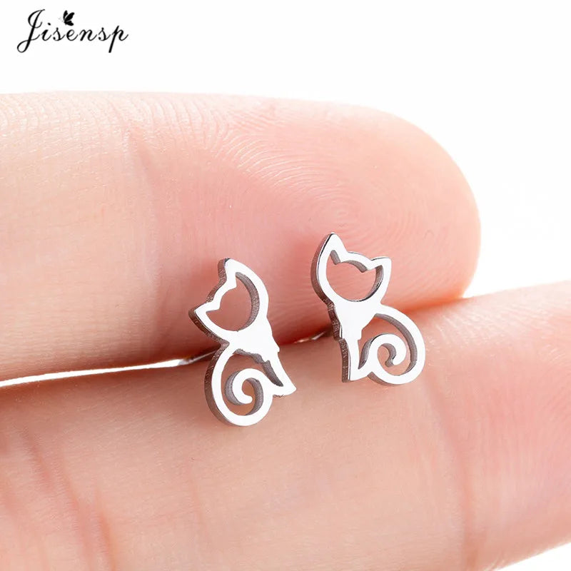 Cartoon Chihuahua Dog Earrings for Women Daily Jewelry Small Stainless Steel Cat Paw Stud Earrings Love My Pet Jewelry Gifts
