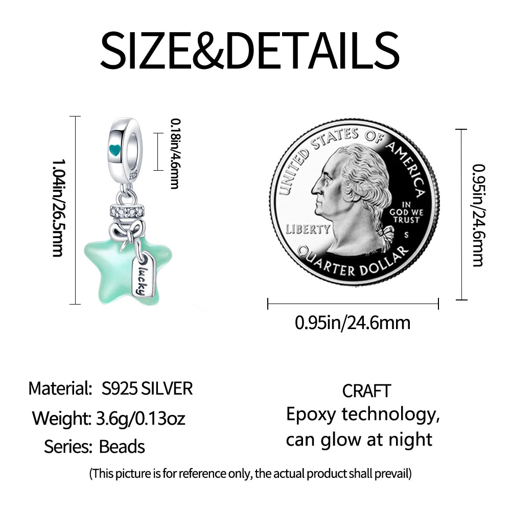PANPOKI 925 Sterling Silver Dreamy Universe Star Original Pendants Bracelet Charms Jewelry Party Beads DIY Trendy Gifts